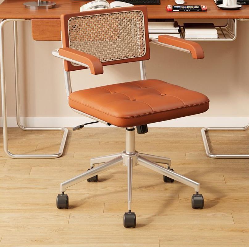 brown backrest   brown soft table mat   silver legs