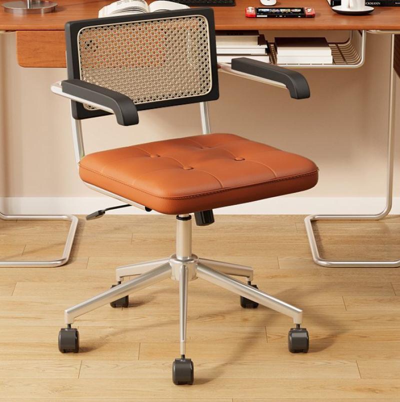 black backrest   brown soft table mat   silver legs