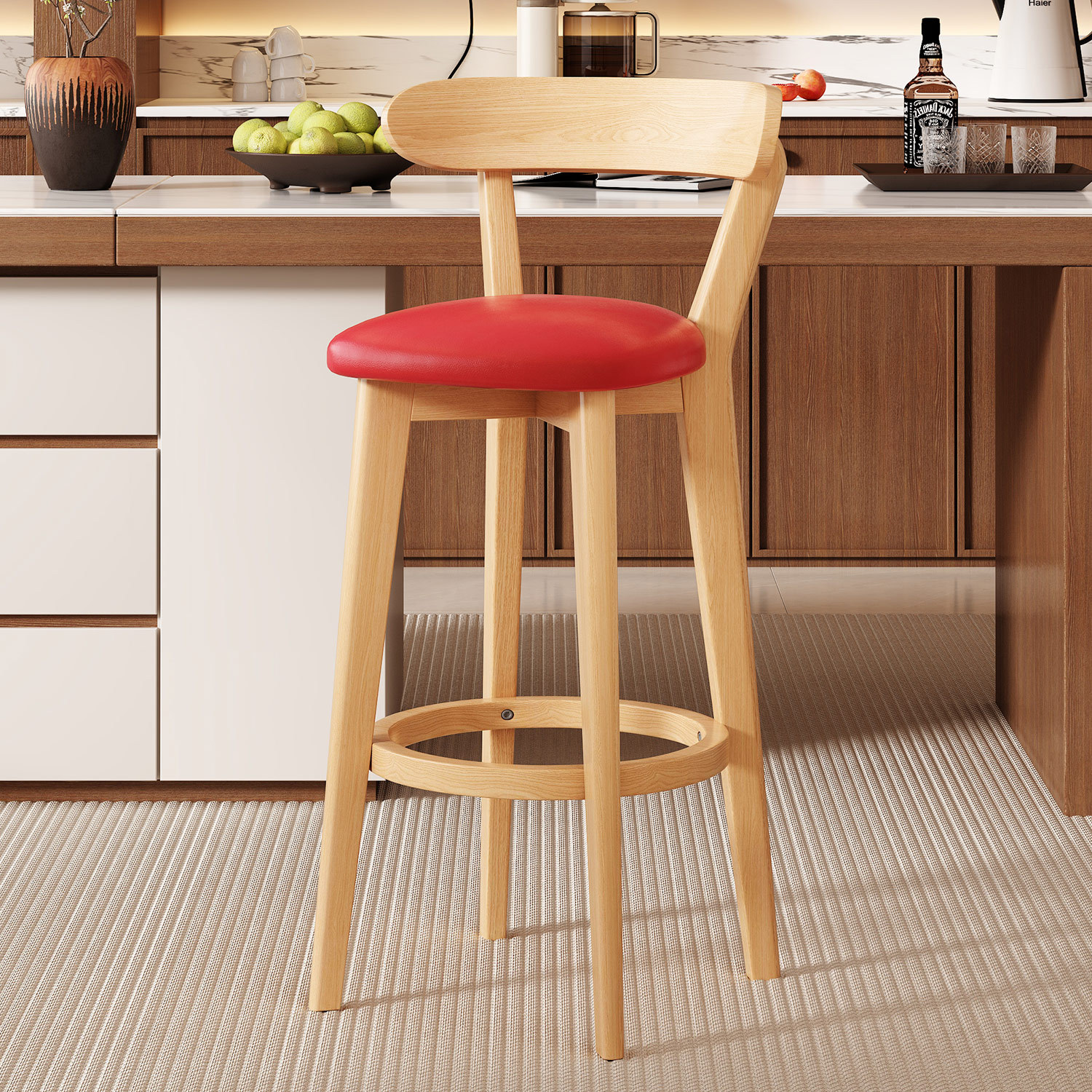 Big red leather log frame