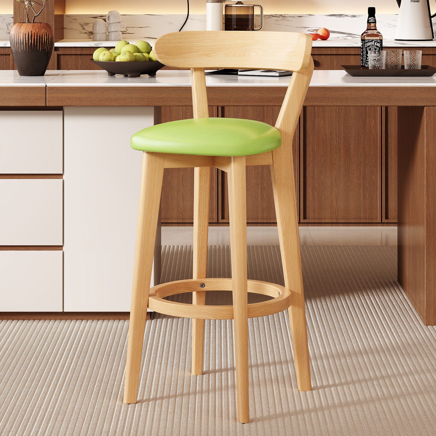 Fruit green leather wood frame