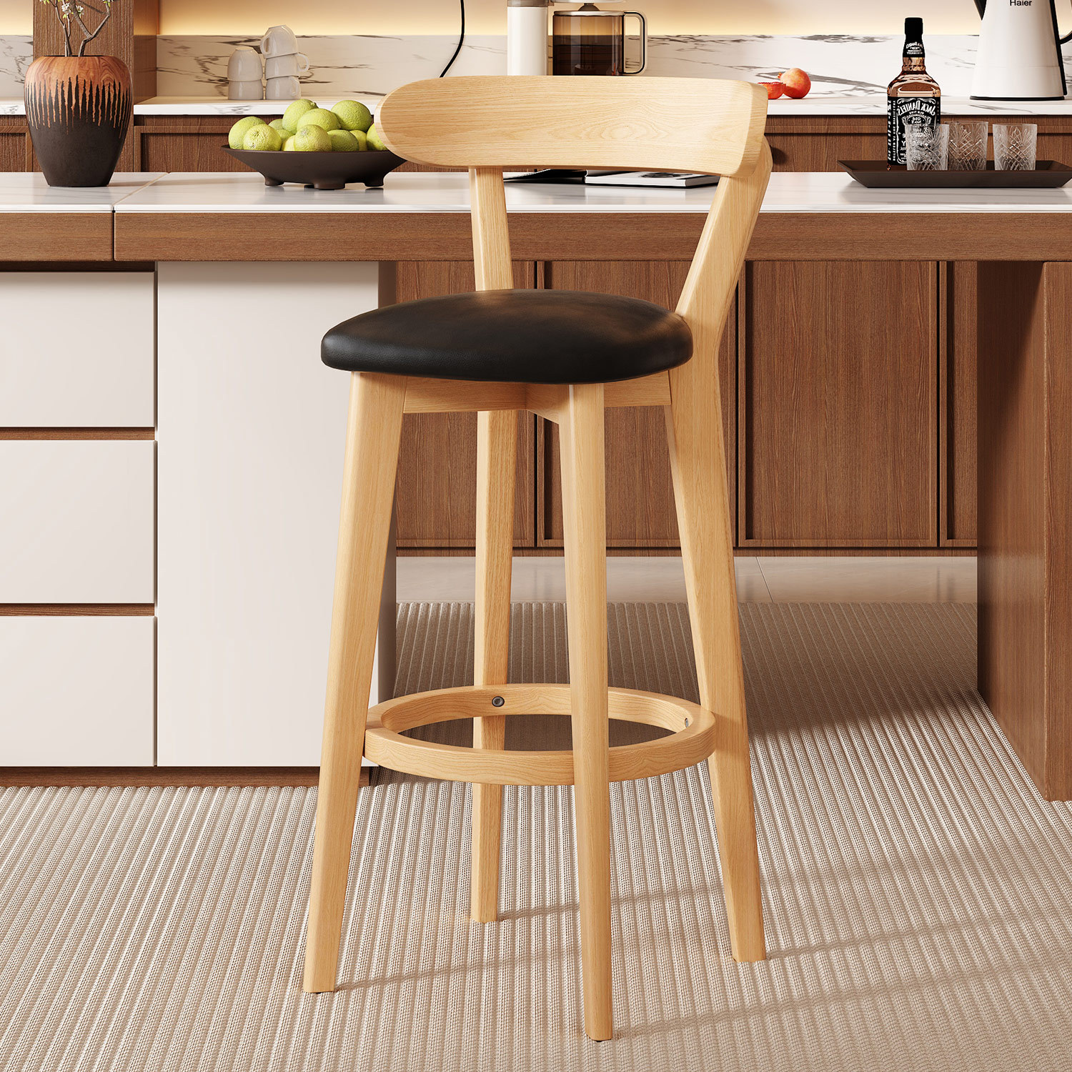 Black leather log frame