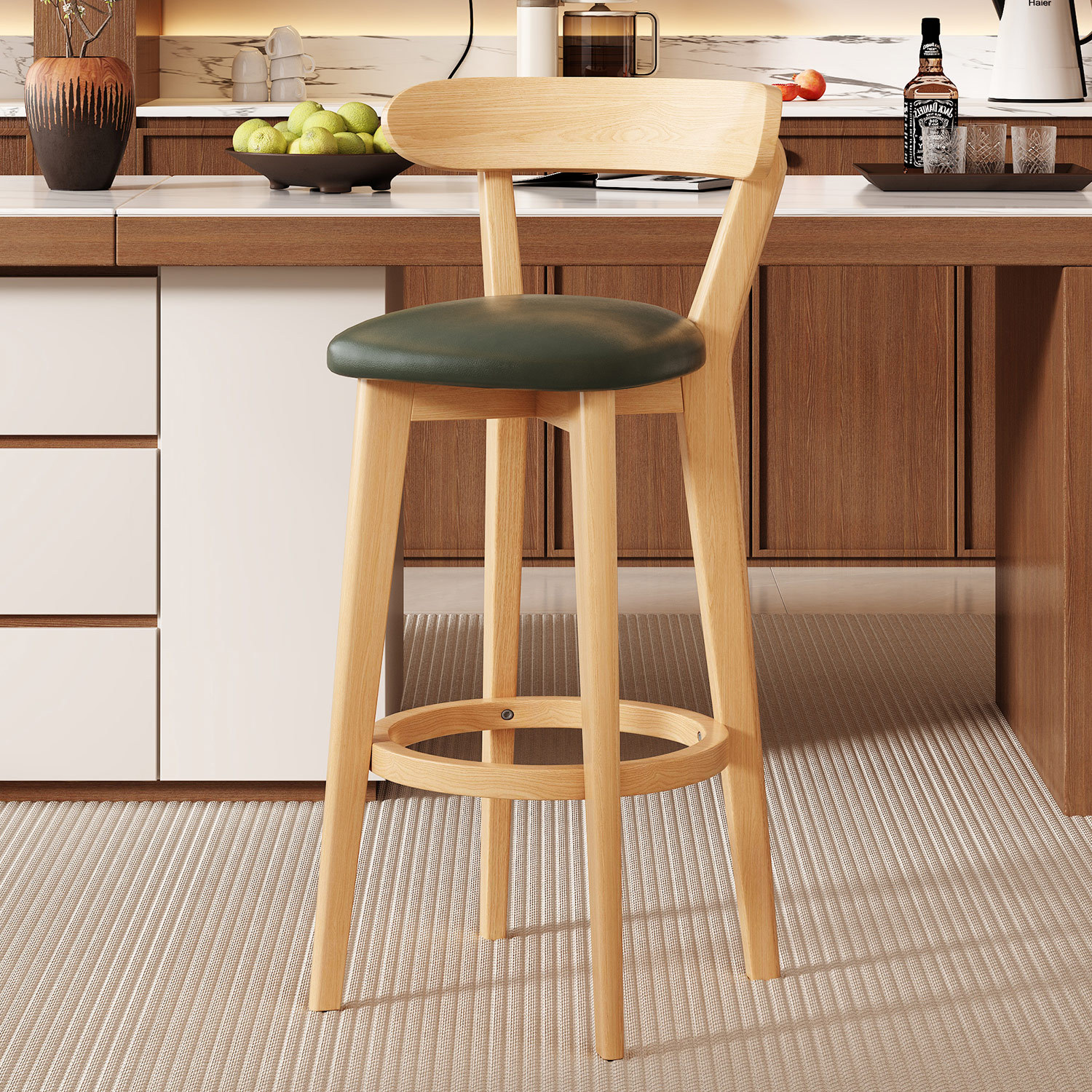 Military green leather log frame