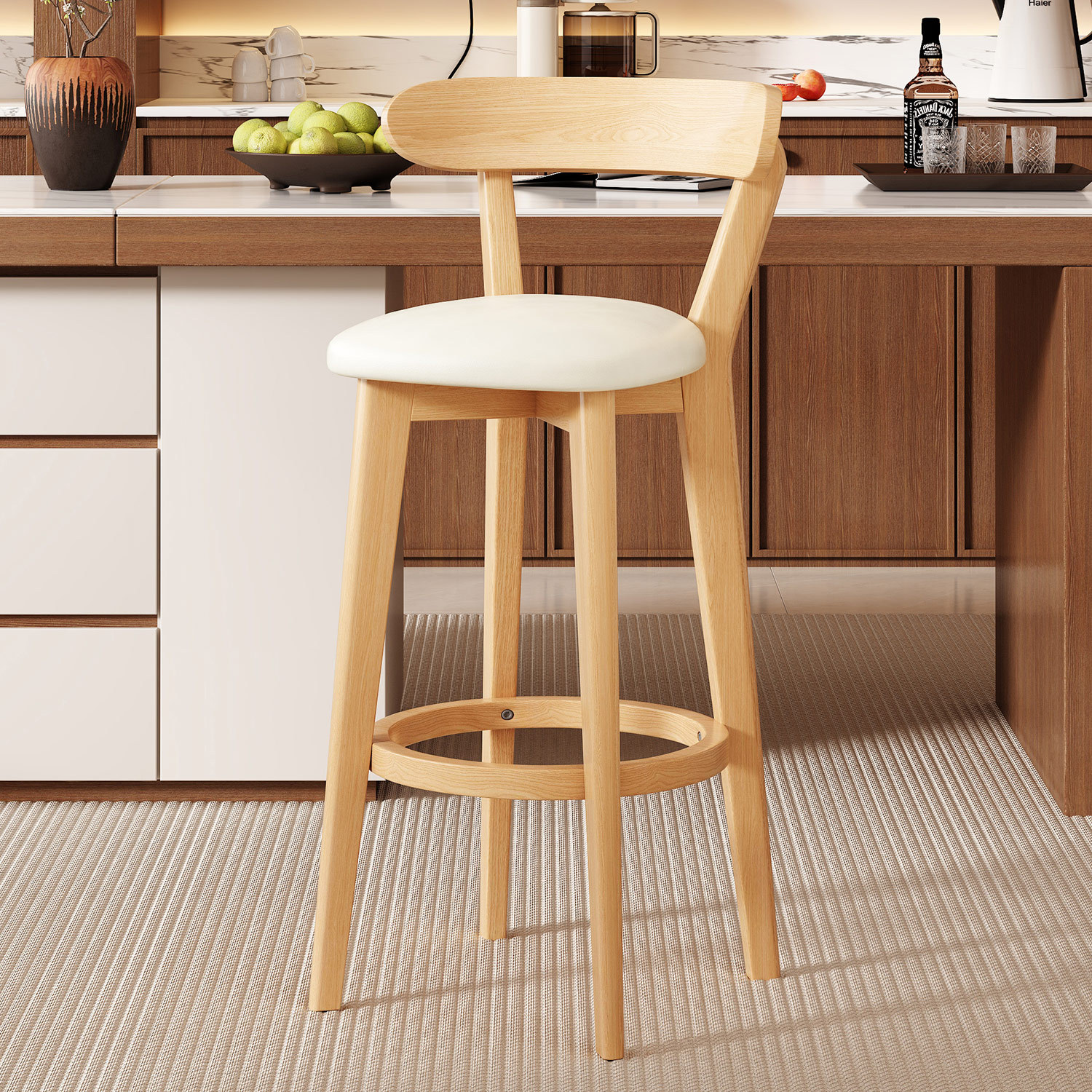 Off-white leather log frame