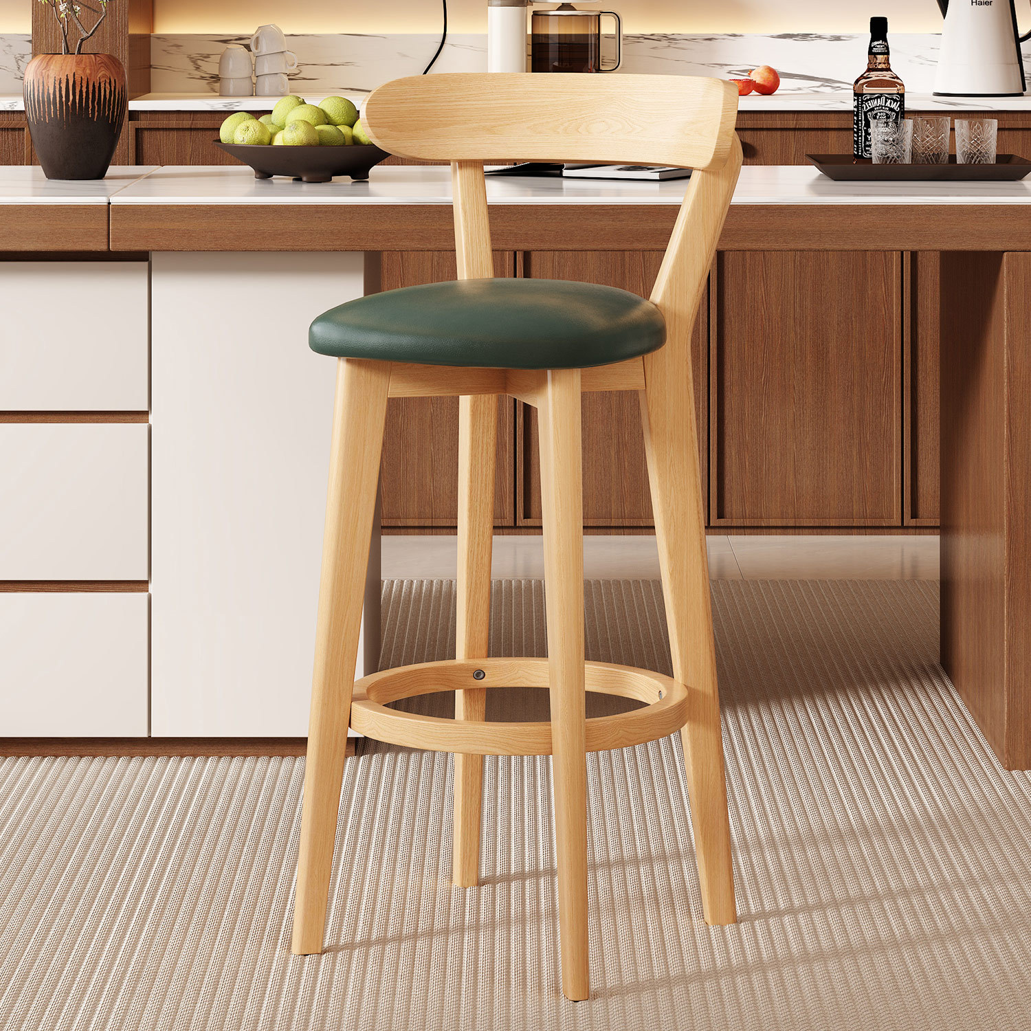 Dark green leather log frame