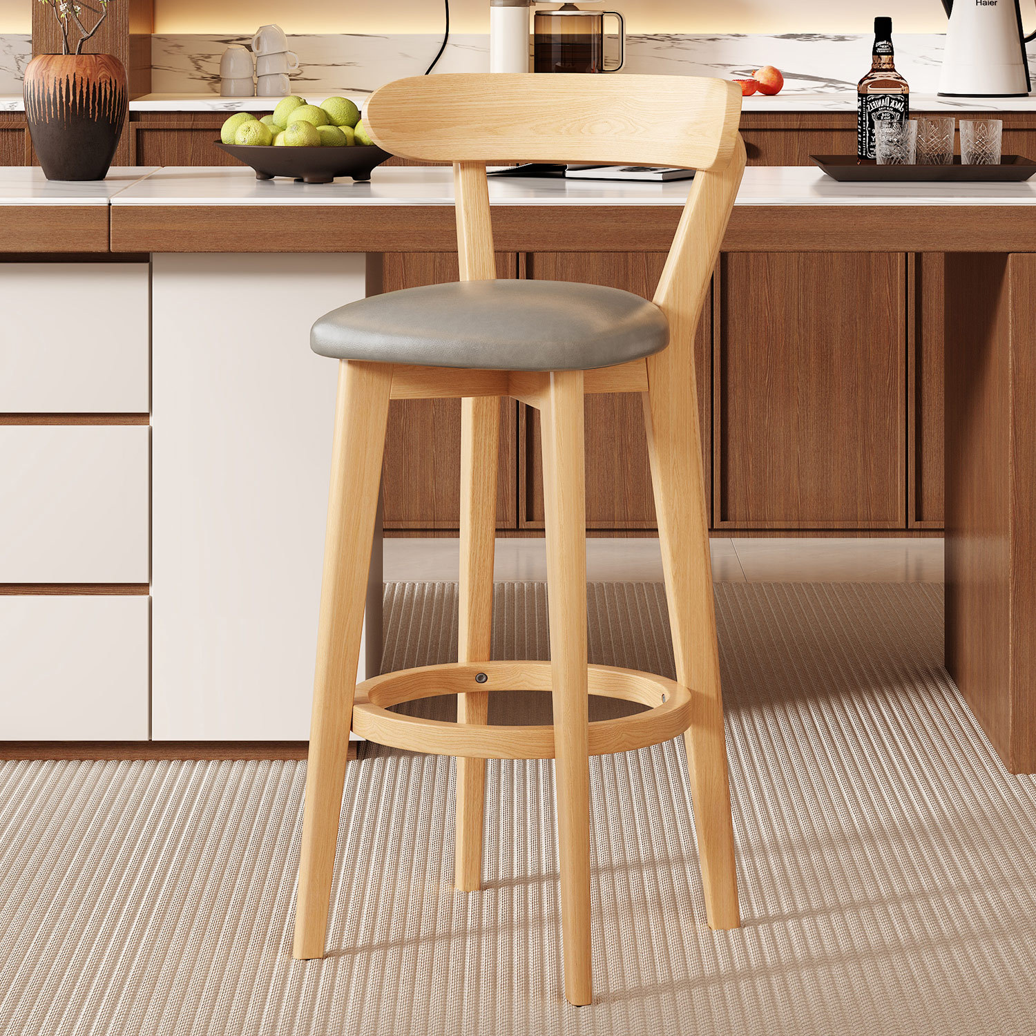 Light gray leather log frame