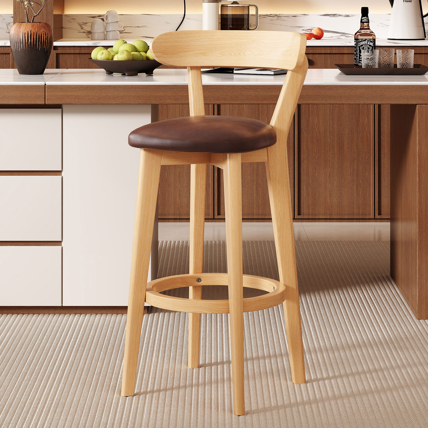 Brown leather log frame