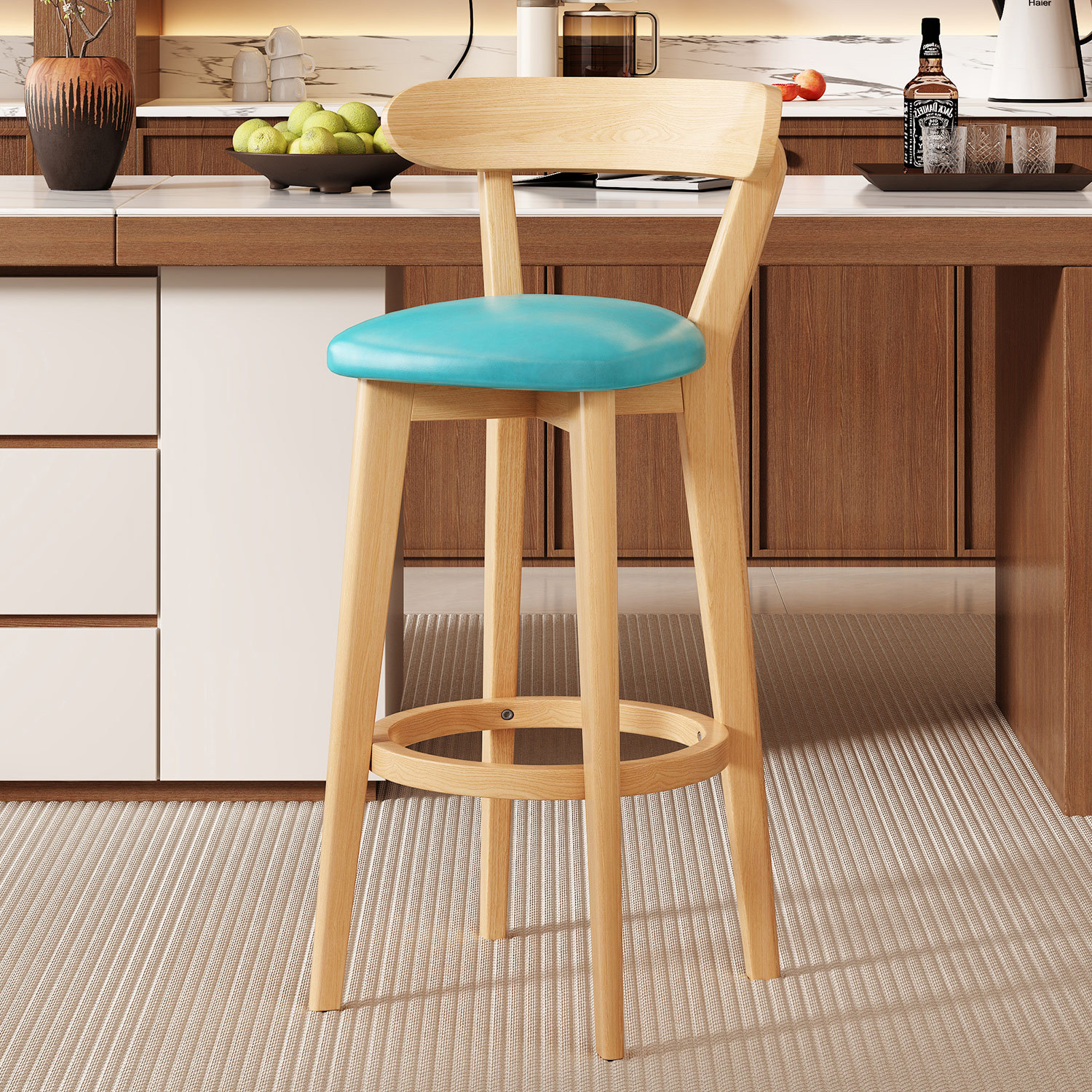 Light blue leather log frame