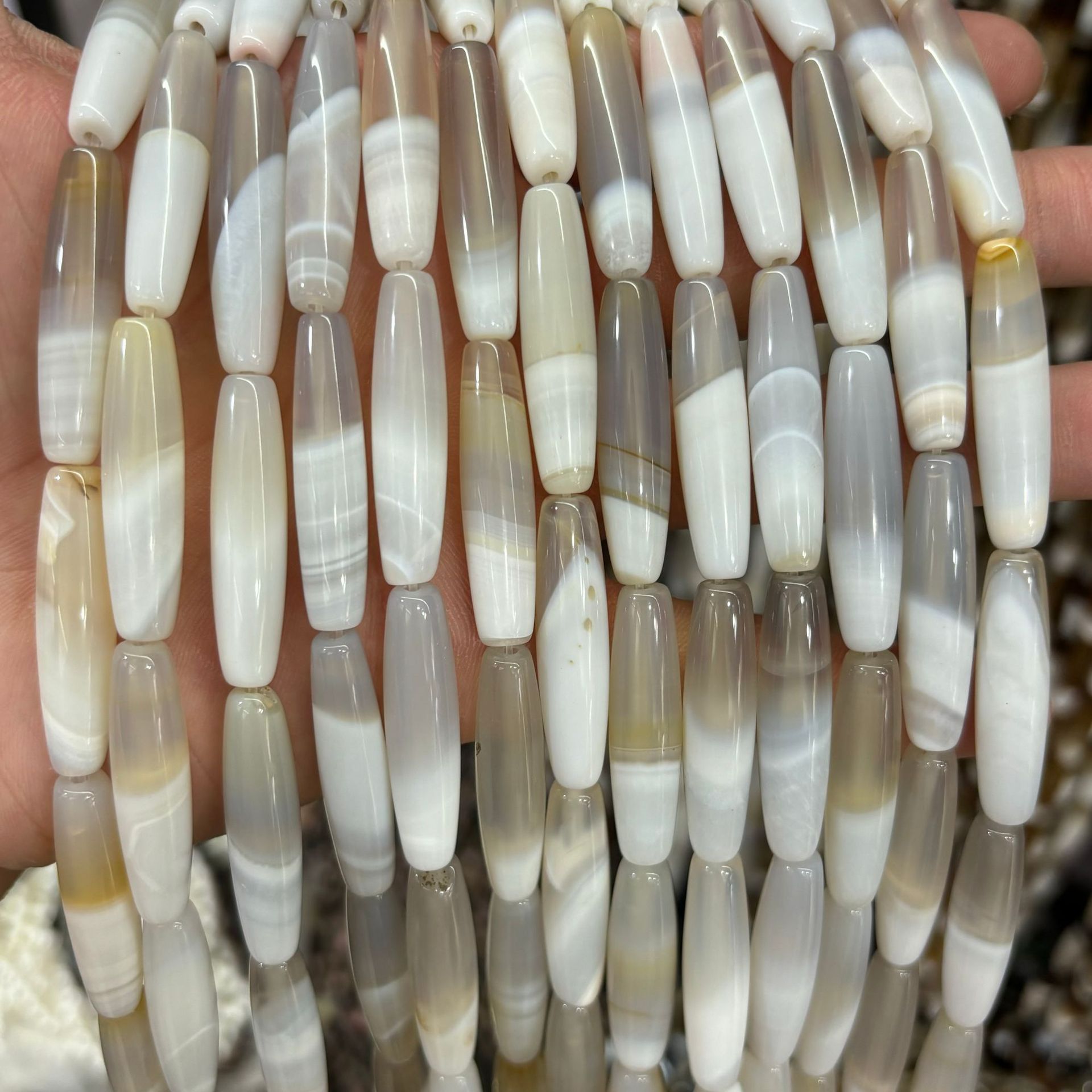 2:White and gray striped agate