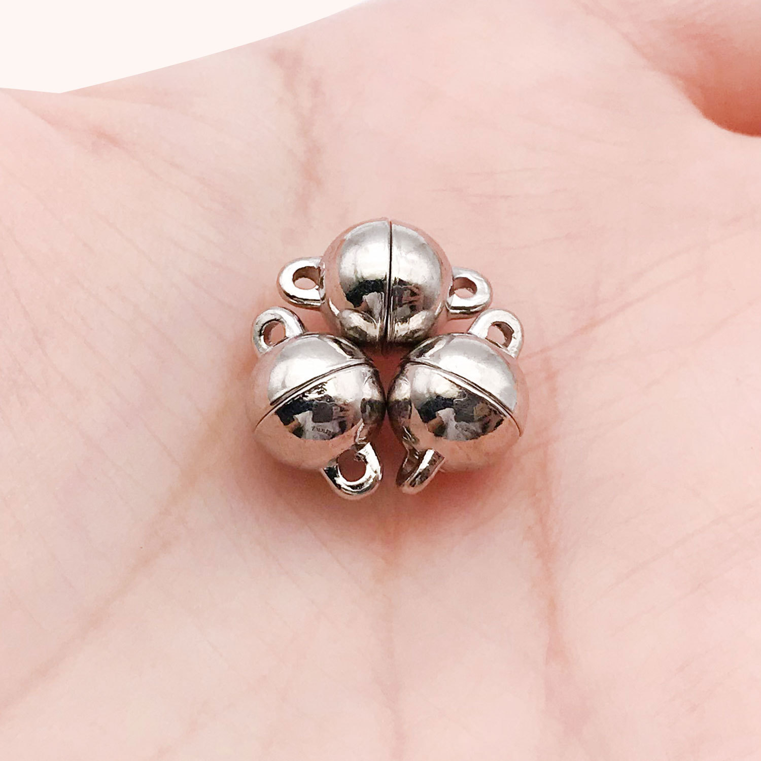 10:14693-white k zinc alloy spherical magnet buckle 8mm-1.4g