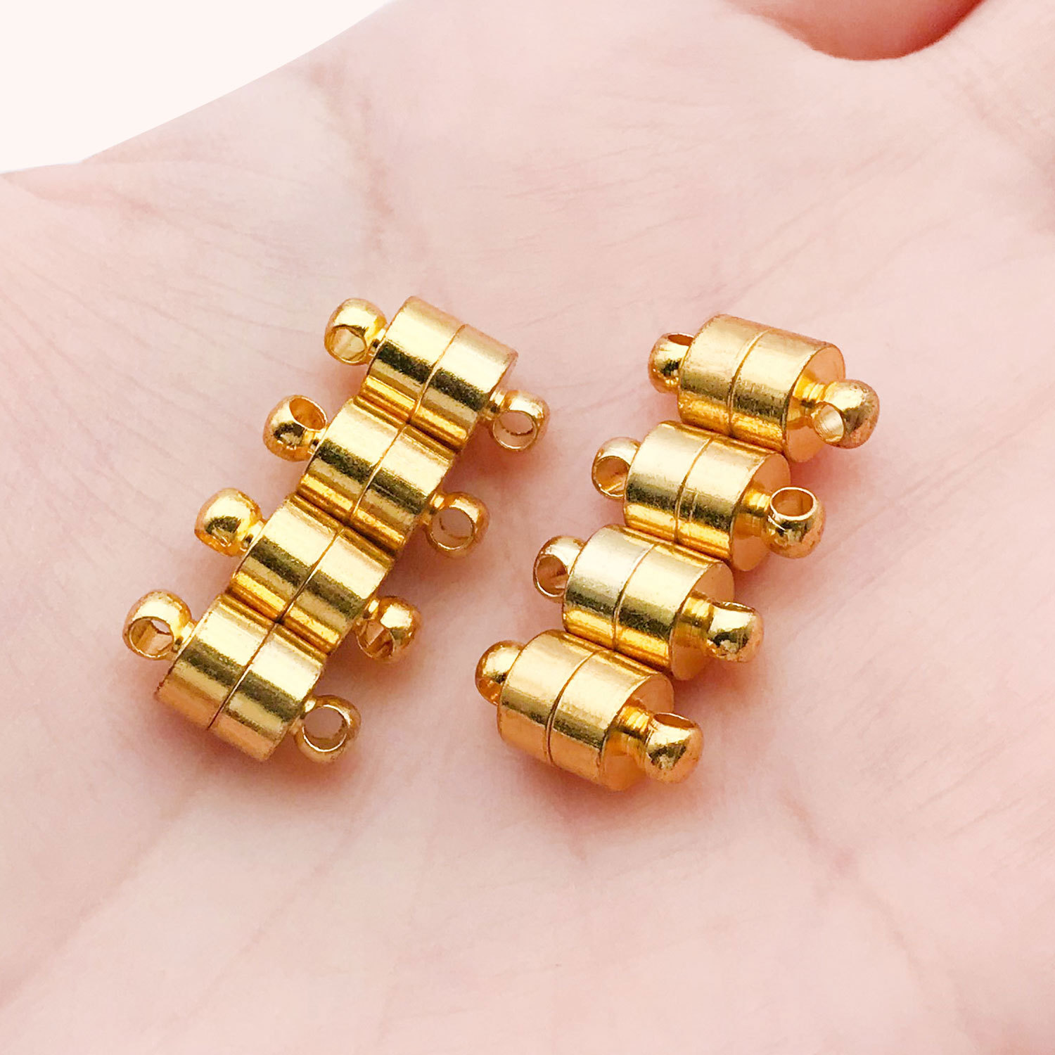 11:14694-gold copper small cylindrical magnet buckle 12x6-1.4g