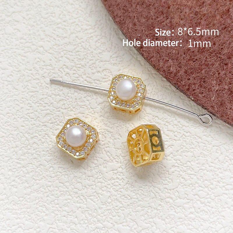 21 # Natural pearl square full diamond (1 piece)