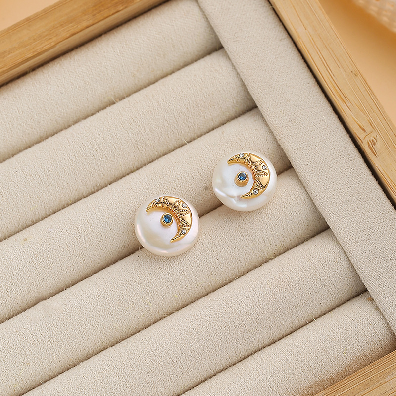 Te02502 natural pearls + sun and moon stars (each