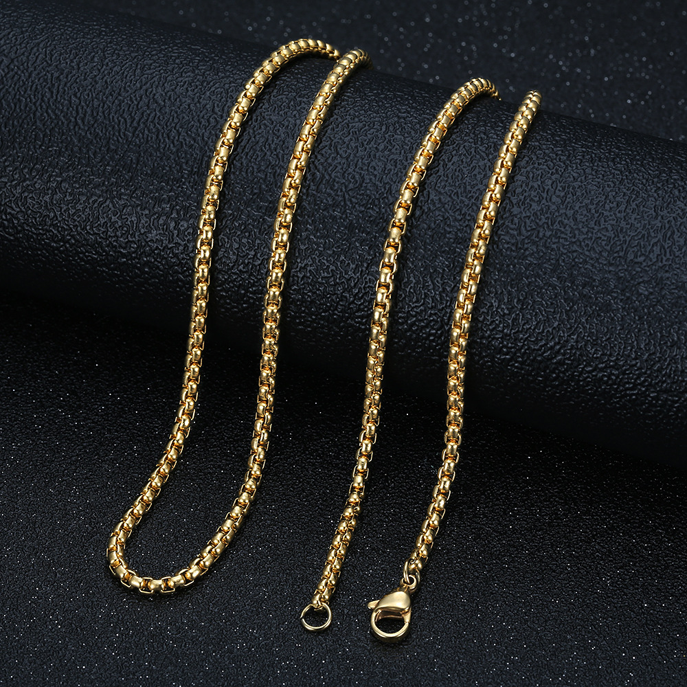 5:3.0*60cm gold square Pearl Chain