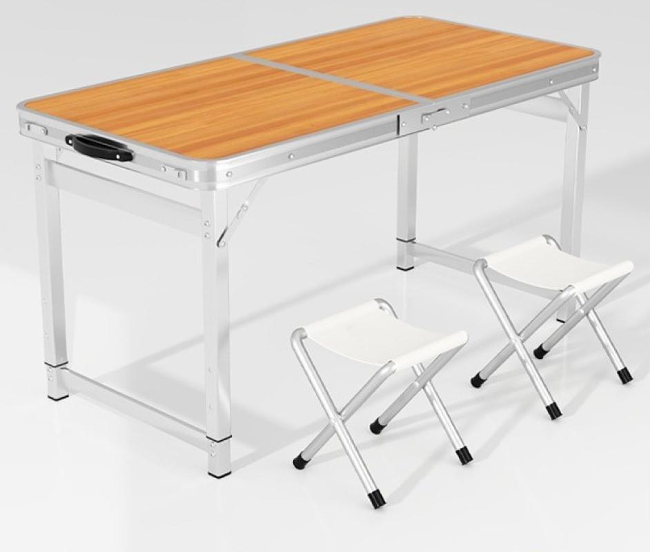 wood color 100x50x60cm with 2 stools