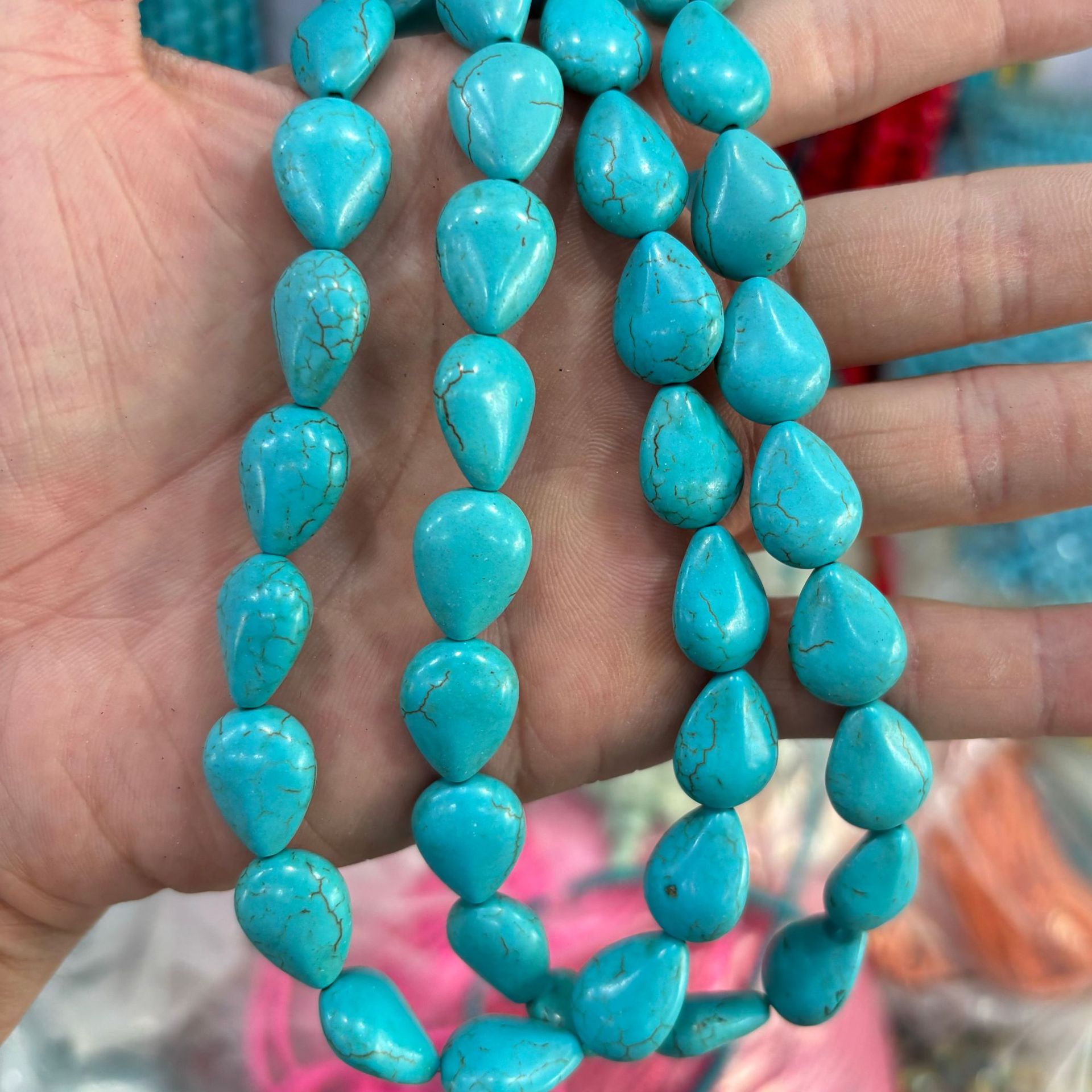 2:12x16mm blue pine flat water droplets (about 26 pieces)