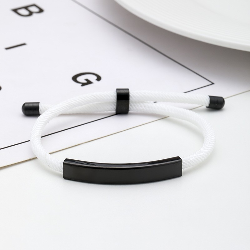 17:White rope bracelet black