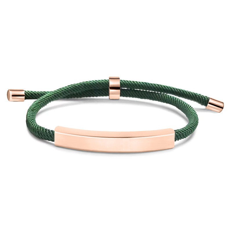 35:Green rope bracelet rose gold