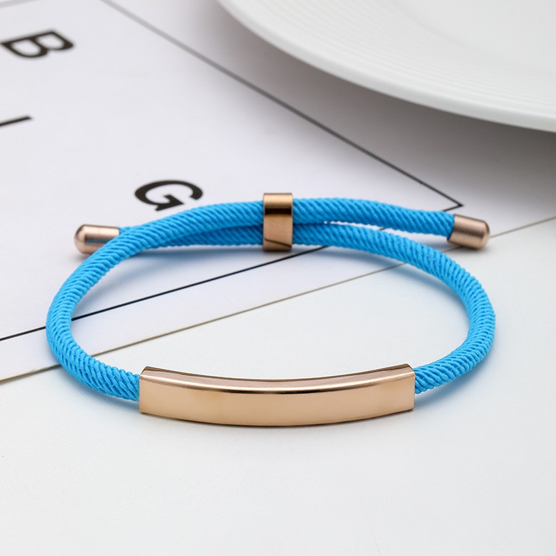 40:Light blue rope bracelet rose gold