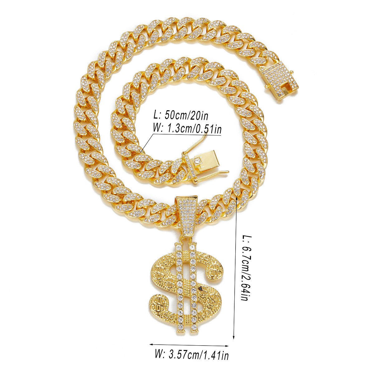 Gold pendant +20-inch Cuban chain