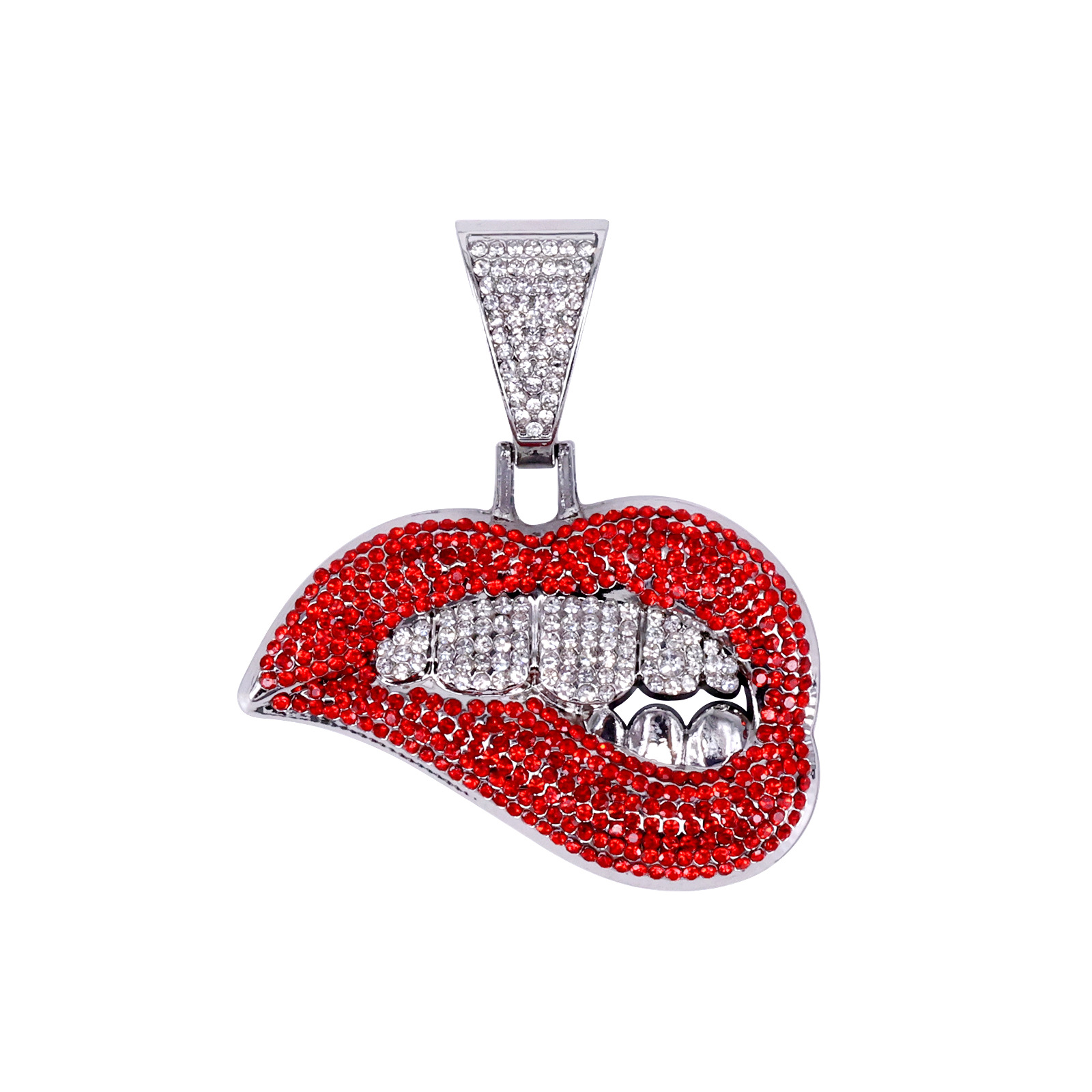 Single pendant silver bottom red diamond