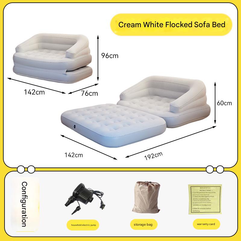 cream white flocked sofa bed   for home electric pump