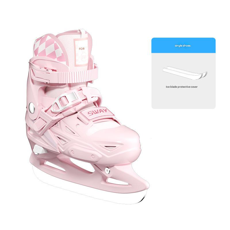 Pink skate shoes [adjustable size] come with tools   protective cover