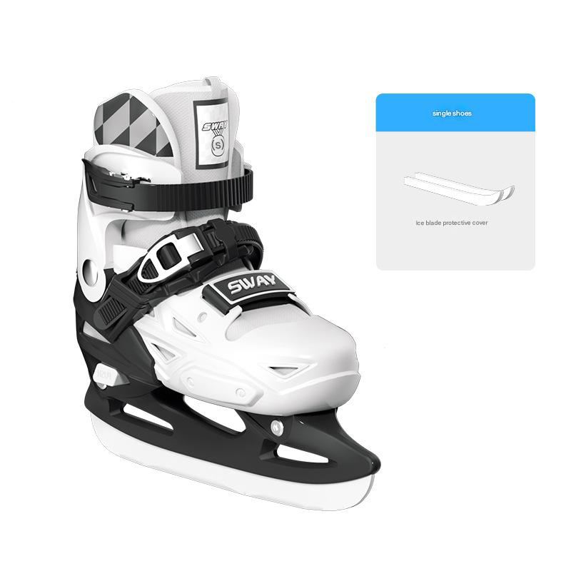 Black and white skate shoes [adjustable size] come with tools   protective cover