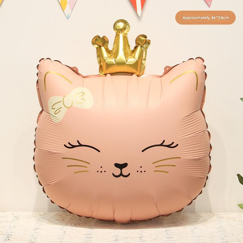 Matte squinting crown cat head - pink