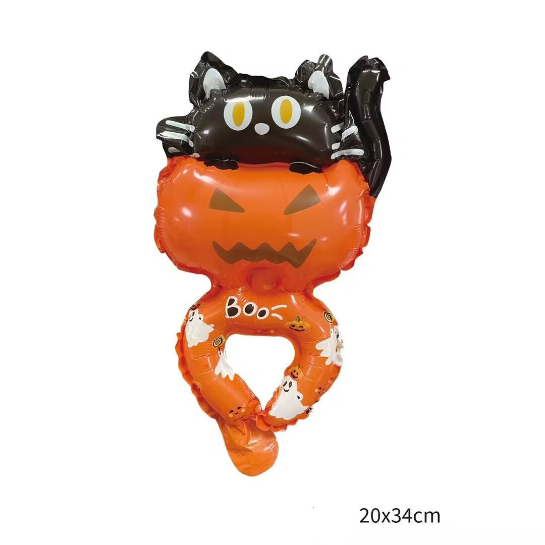 Halloween wrist balloon--pumpkin white cat
