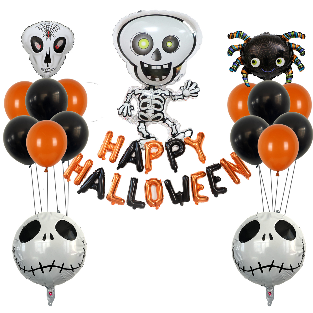 Halloween white skull balloon set