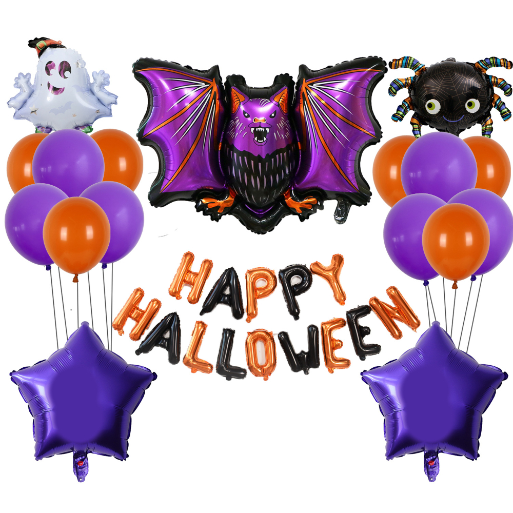 Halloween purple bat balloon set