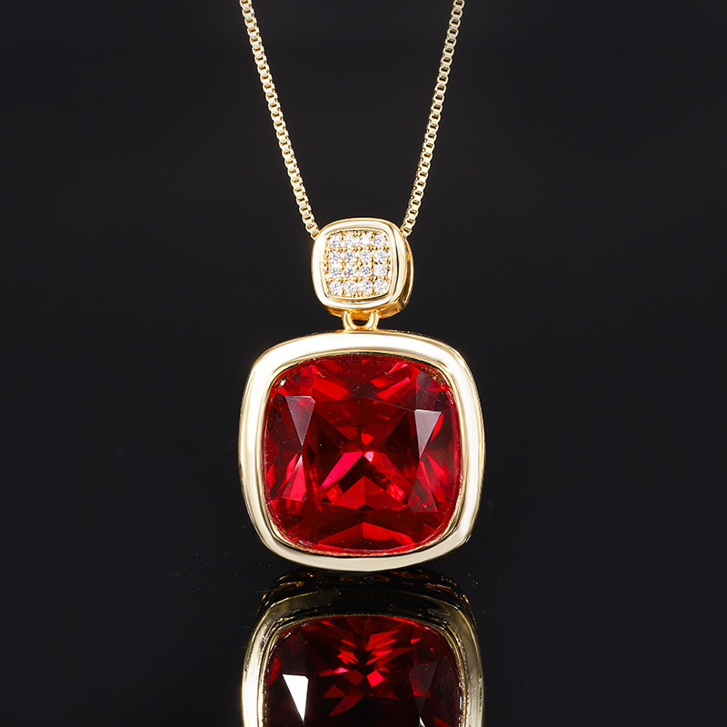 1:Red corundum pendant with chain