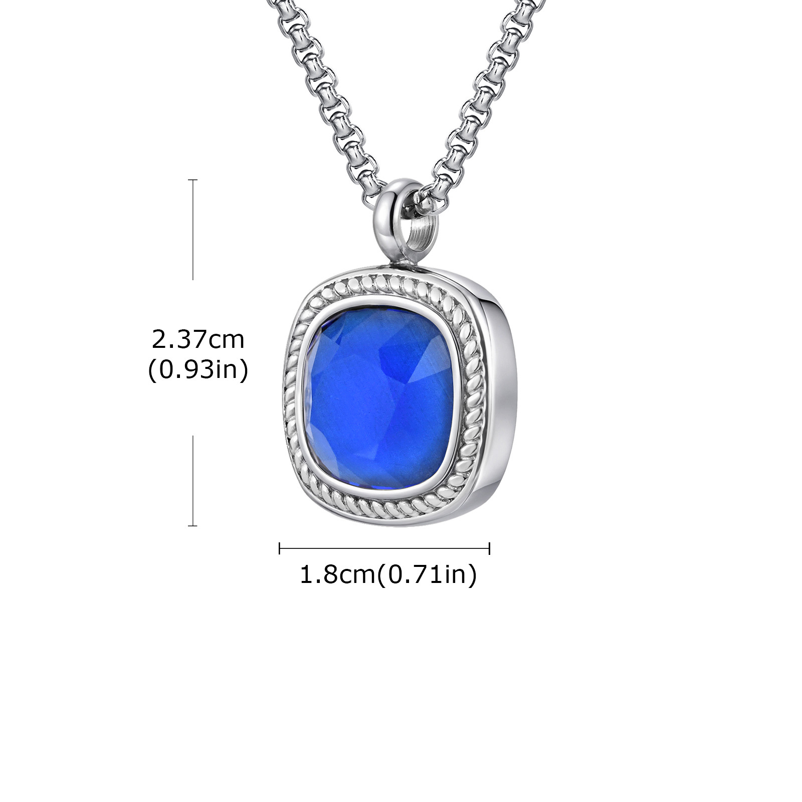 2:Blue glass square pendant
