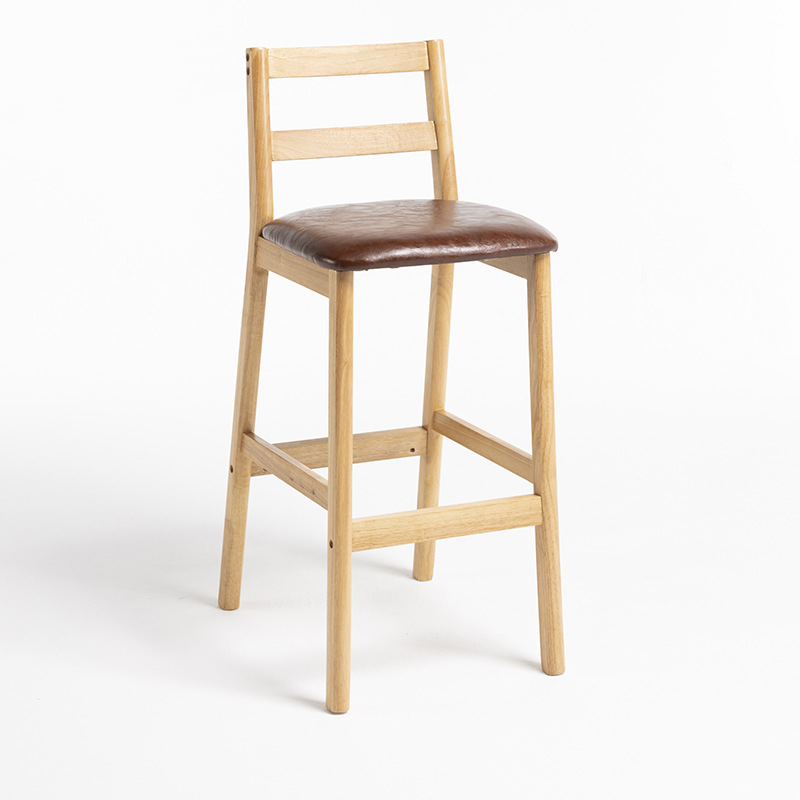 log color wooden frame   brown leather