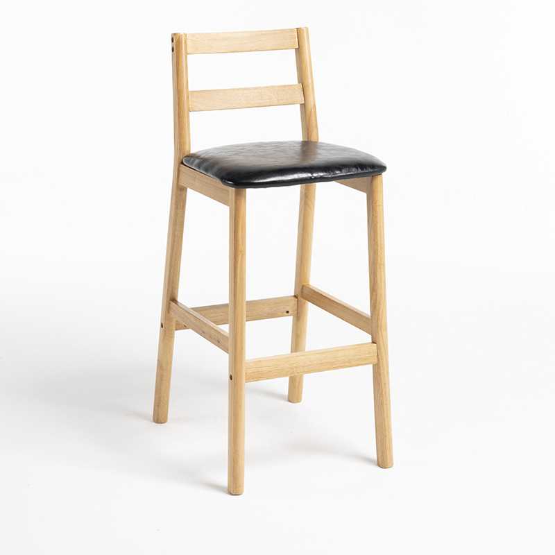 log color wooden frame   black leather