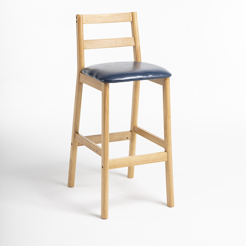 log color wooden frame   dark blue leather