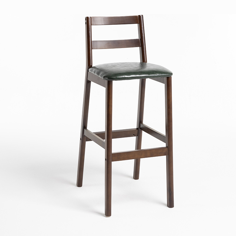 brown wooden frame   dark green leather