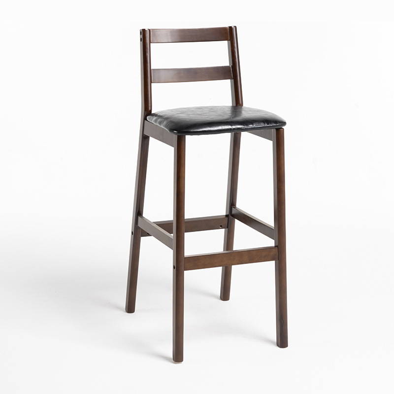 brown wooden frame   black leather