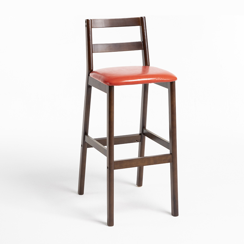 brown wooden frame   red leather