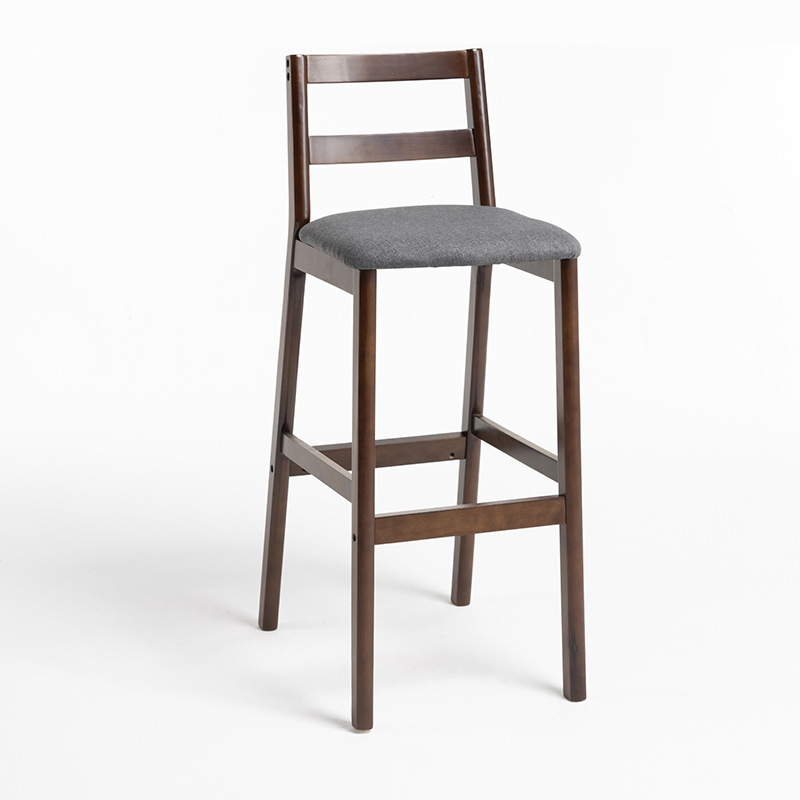 brown wooden frame   dark gray linen