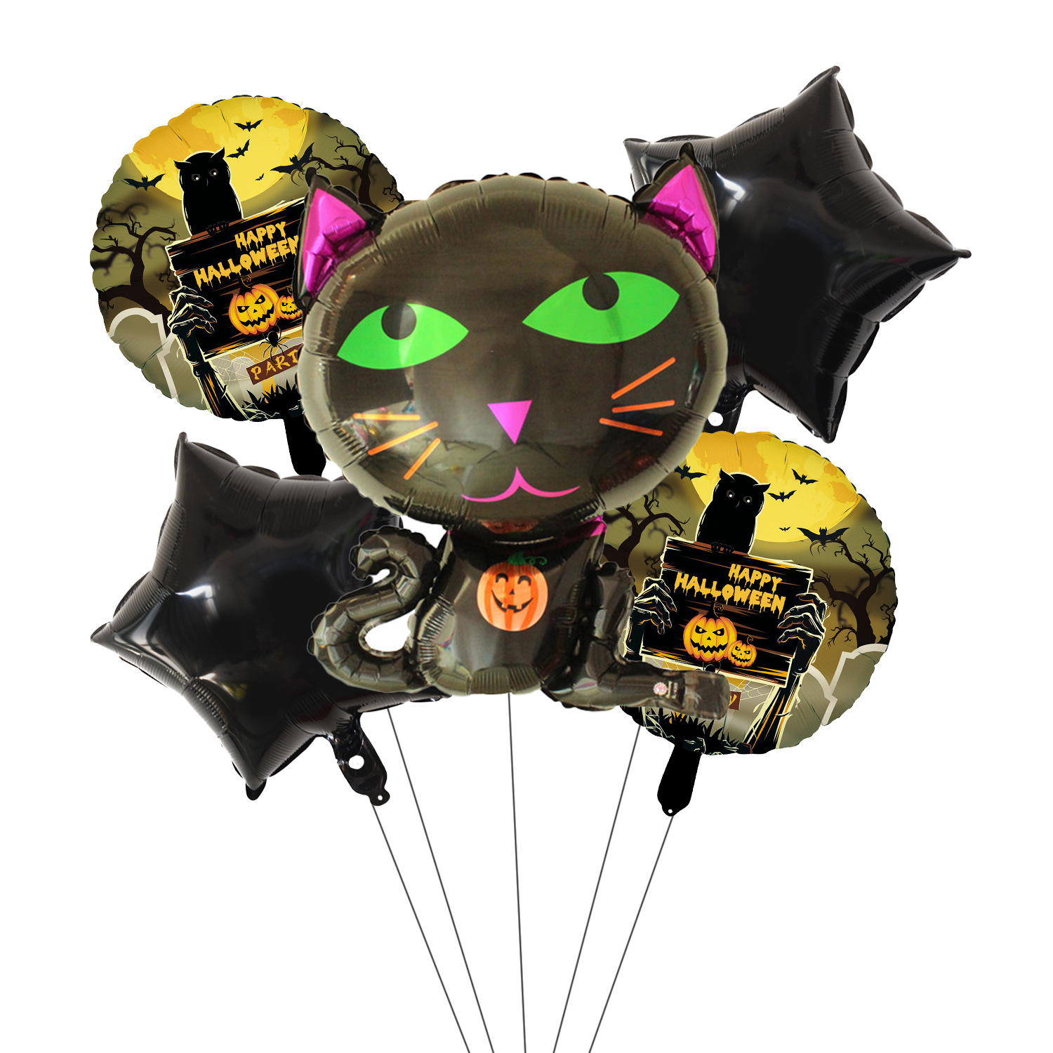 Halloween black cat 5-piece set