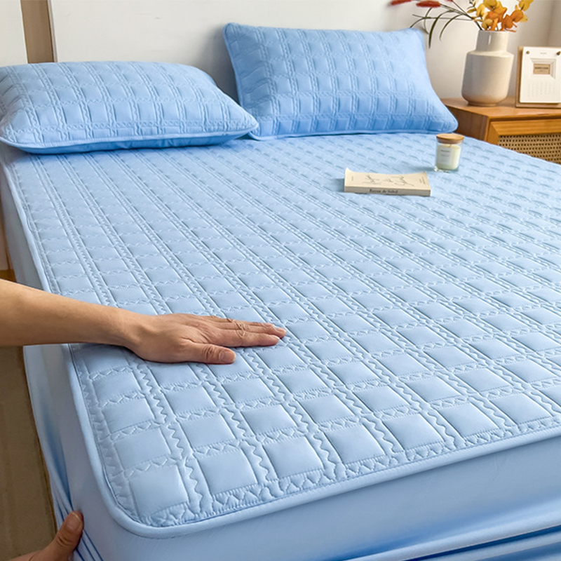 Cotton fitted sheet-dark blue