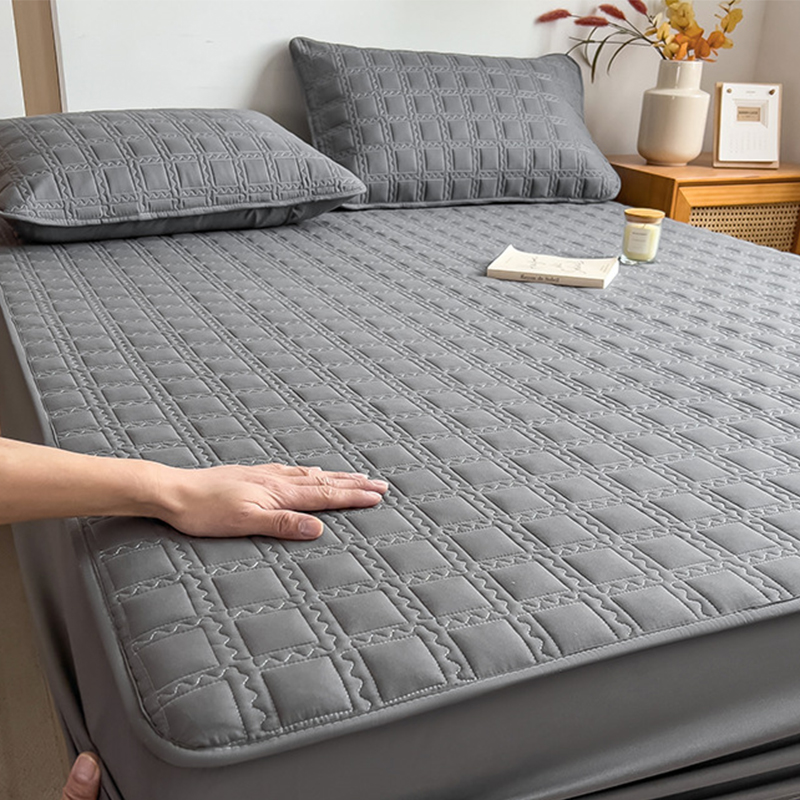 Cotton fitted sheet-dark gray