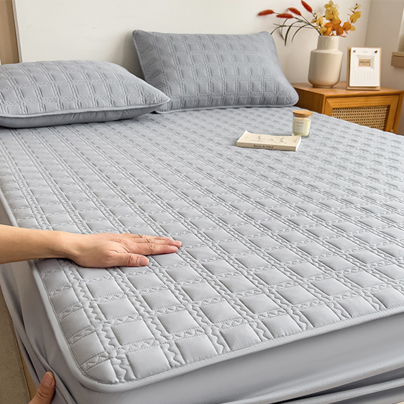 Cotton fitted sheet-light gray