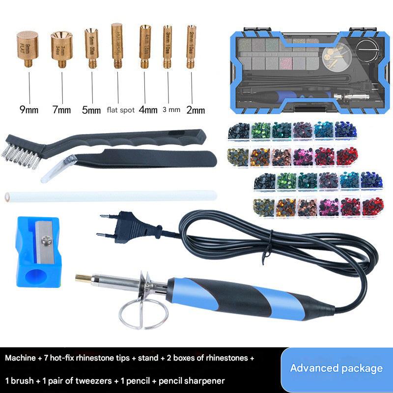 Blue- EU plug   2 boxes of rhinestones (random)