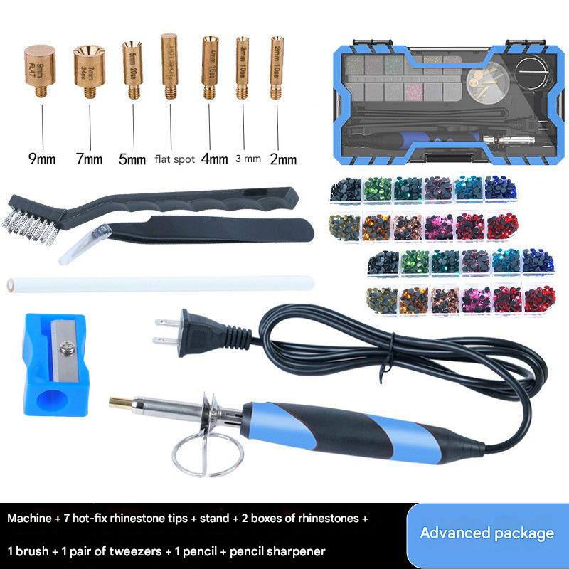 Blue- US plug   2 boxes of rhinestones (random)