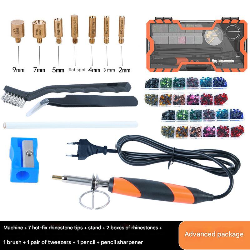 Orange- EU plug   2 boxes of rhinestones (random)