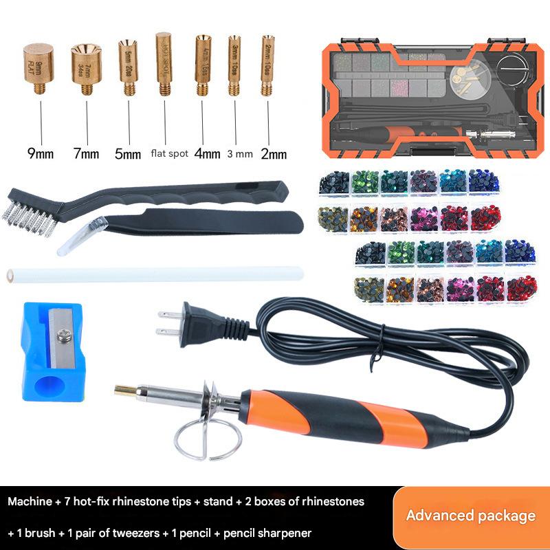 Orange- US plug   2 boxes of rhinestones (random)