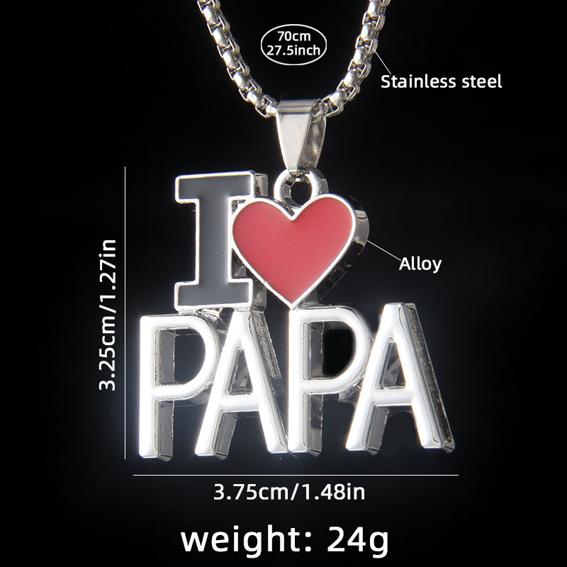 2:Heart-shaped papa 70cm steel chain