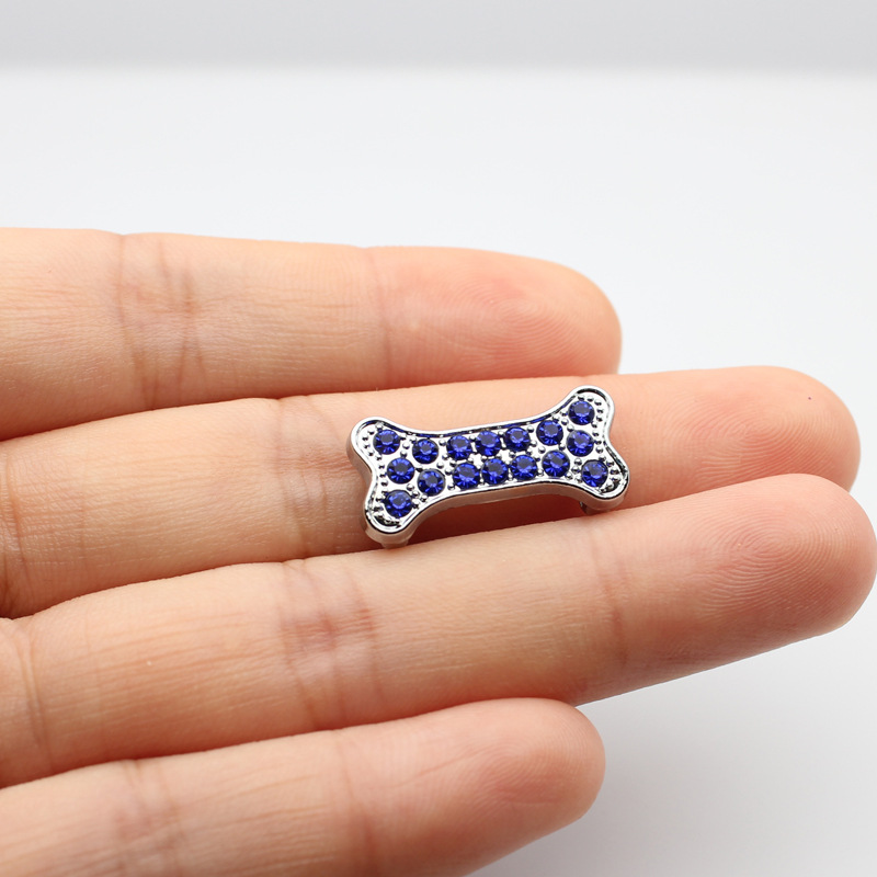 4:SL491-sapphire blue diamond dog bone